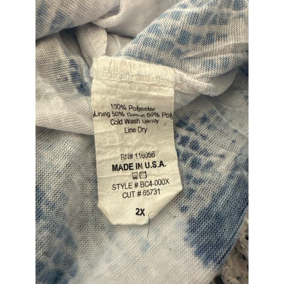 Jess & Jane Windmill Boucle Mesh Tunic Top with Burn-Out Lining Blue Sz 2X Artsy - Picture 11 of 11